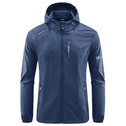 Men's UPF 50+ UV Protection Windbreaker Quick Dry Jacket Outdoor Sun-Protective Thin Hiking Fishing Cycling Hooded Sport Light