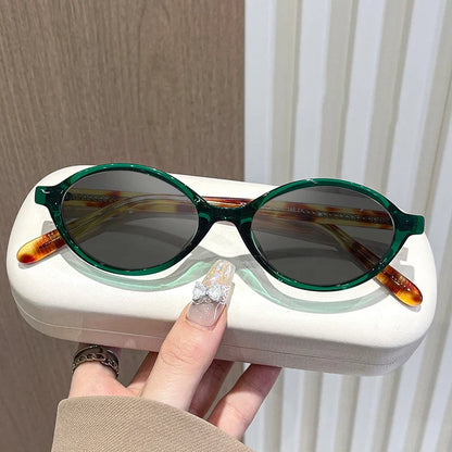Simple Geometric Oval Small Frame Retro Design Women's Polarized Sunglasses UV Protection Customizable Prescription K9142