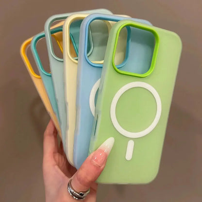 Luxury Candy Color For Magsafe Wireless Charge Case For iPhone 11 12 13 14 15 16 17 Pro Max Plus Magnetic Bumper Cases Cover