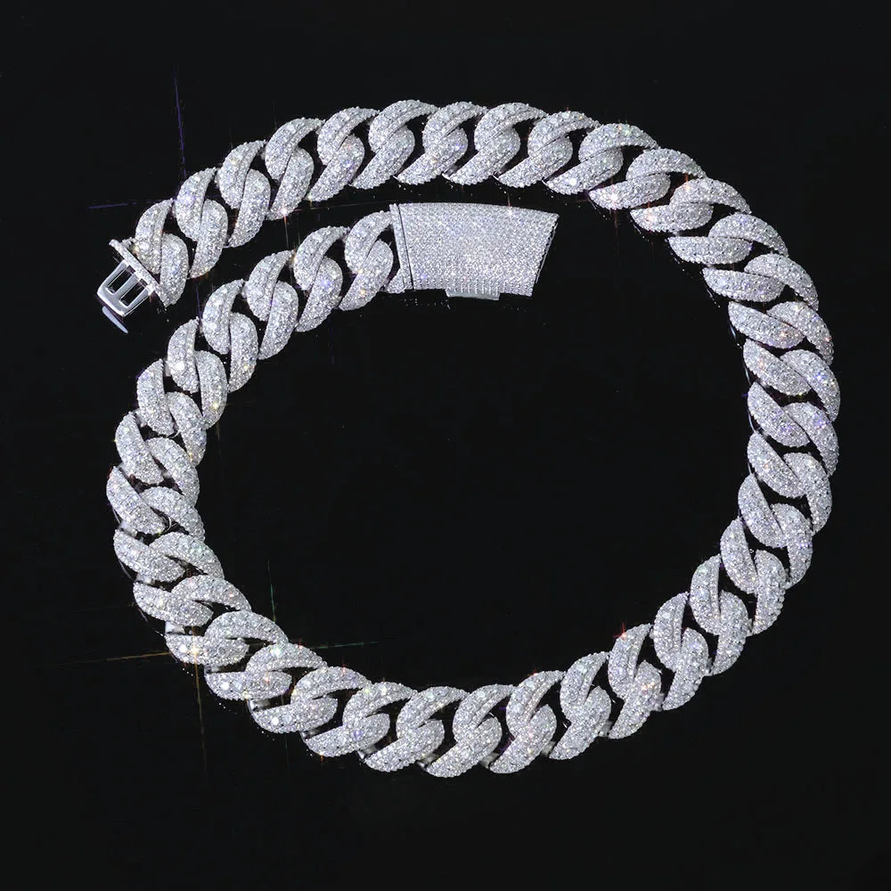 Fashion Custom 22mm Wide Rose Gold Necklace Hip-Hop Style Copper Zircon Iced Heavy Miami Jewelry Necklace For Men And Women