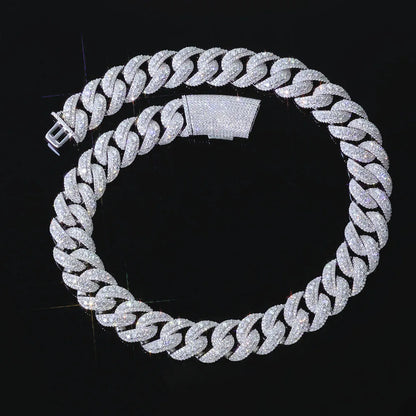 Fashion Custom 22mm Wide Rose Gold Necklace Hip-Hop Style Copper Zircon Iced Heavy Miami Jewelry Necklace For Men And Women