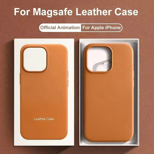 Luxury Magnetic Leather Case for Apple iPhone 17 Pro Max 16 13 12 14 15 Plus Official MacSafe for Magsafe i Phone Cover Etui