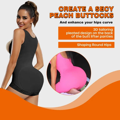 Bodysuit Shapewear Women Tummy Control Butt Lifter Faja Body Shaper Open Crotch With Hooks Design