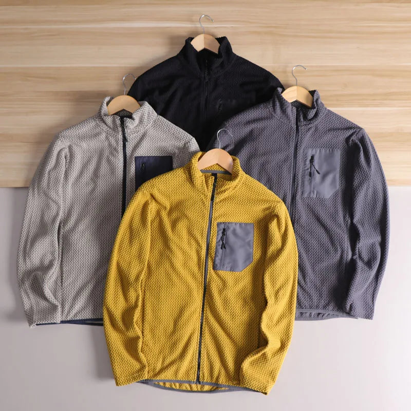 Lightweight Breathable Quick-Dry Fleece Fabric Jacket Stand Collar Outdoor Sports Men's Spring 2025 Versatile Modern Style