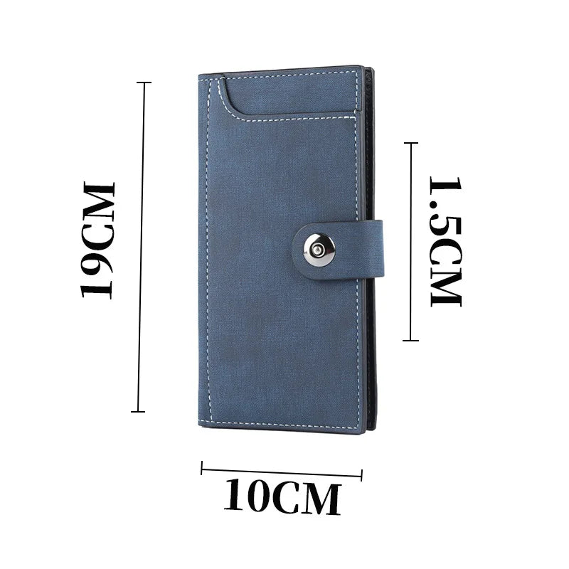 Magnetic Buckle Trifold Men Wallet PU Leather Business Casual Multi Card Holder Short Long Style Male Daily Purse Cartera Hombre