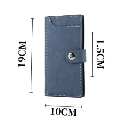 Magnetic Buckle Trifold Men Wallet PU Leather Business Casual Multi Card Holder Short Long Style Male Daily Purse Cartera Hombre