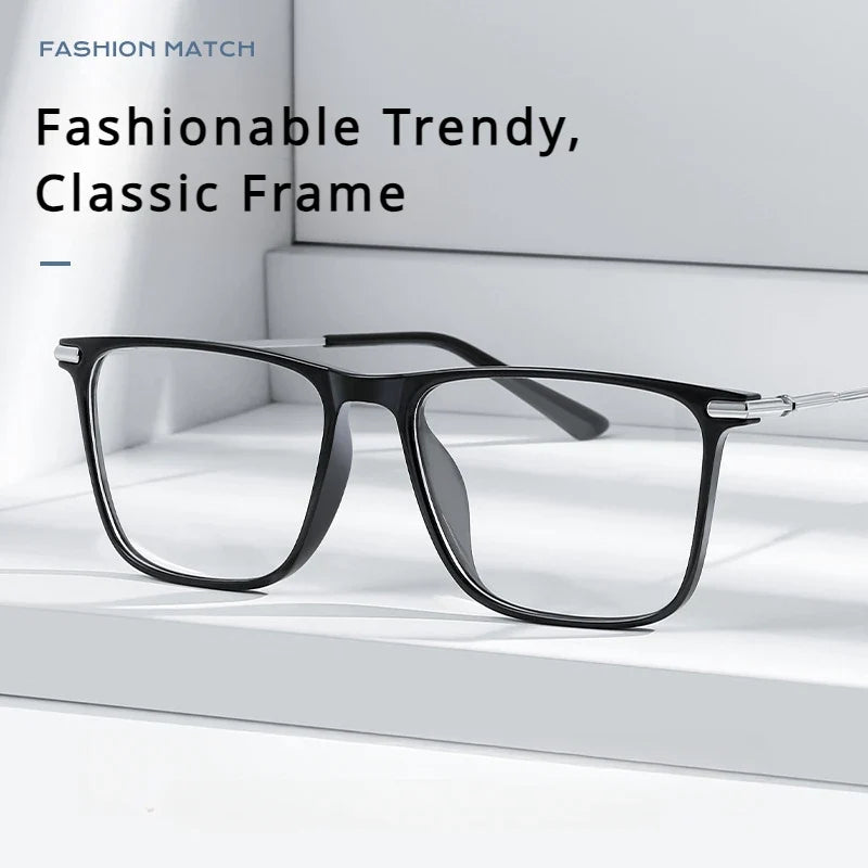 Titanium Classic Men's Square Frames Anti-blue Light Reading Glasses Myopia Can Be Customized Prescription Glasses 007