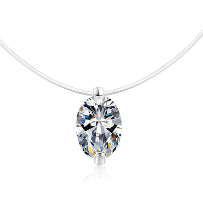 Moissanite Necklace 1-2ct Pear/Marquise/Round Brilliant Cut Diamond Fishing Line S925 Silver Pendant Necklaces for Gift