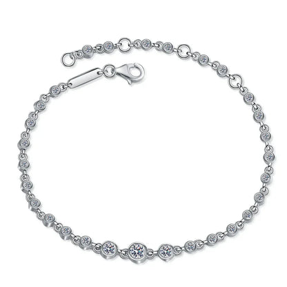 D VVS1 Moissanite Tennis Bracelets for Women Round Lab Diamond GRA 925 Sterling Silver 18k Dainty Bracelet Gift Jewelry
