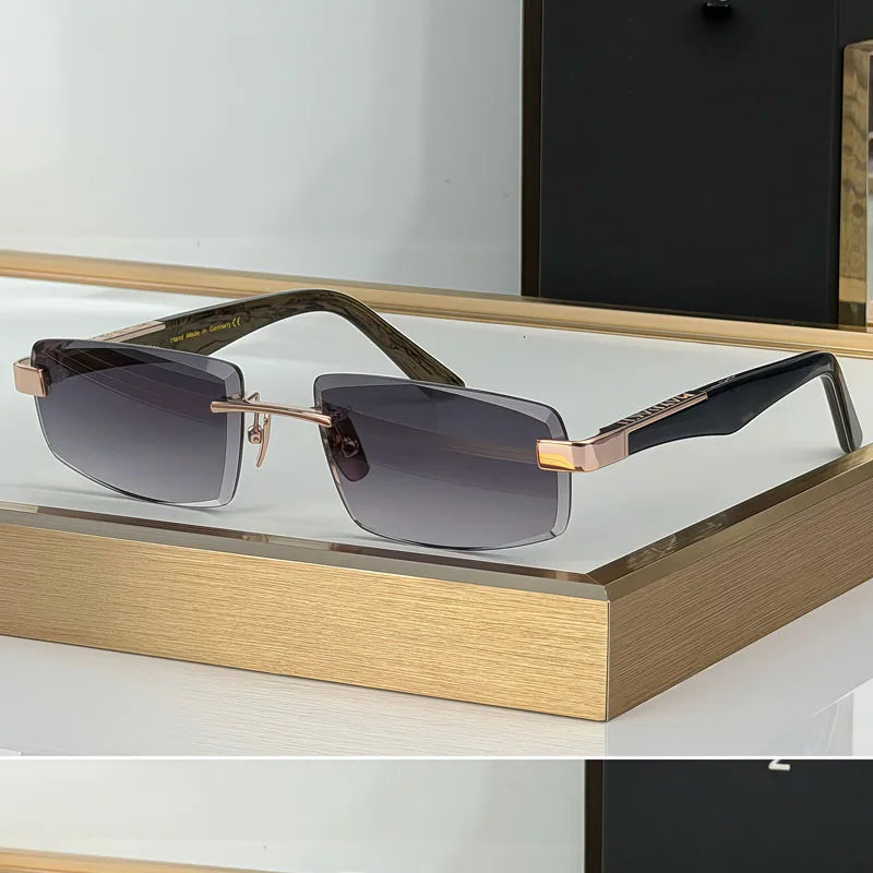 Artist SUN II Rimless Men's Sunglasses Women Alloy Acetate Germany Design UV400 High Quality Diamont Cutting Classical with Case