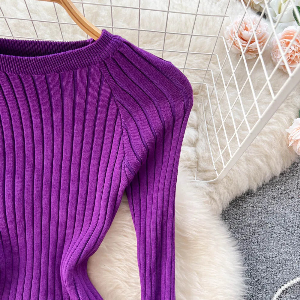 Winter Women Knit Maxi Dress O Neck Autumn Long Sleeve Slim Solid Harajuku Ladies Fashion Pencil Sweater Long Dresses