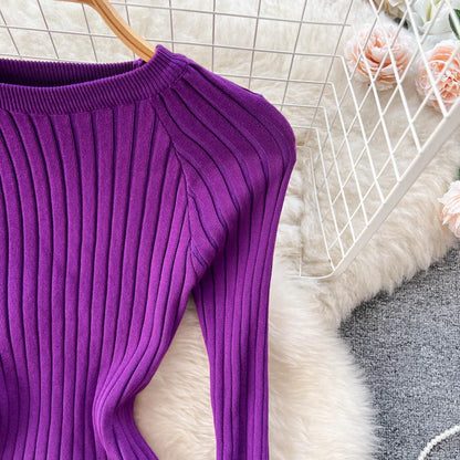 Winter Women Knit Maxi Dress O Neck Autumn Long Sleeve Slim Solid Harajuku Ladies Fashion Pencil Sweater Long Dresses