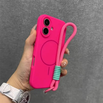 Candy Soft Liquid Silicone for Magsafe Case for iPhone 18 17 16 15 14 Pro Max Shockproof Magnetic Charging Lanyard Strap Cover