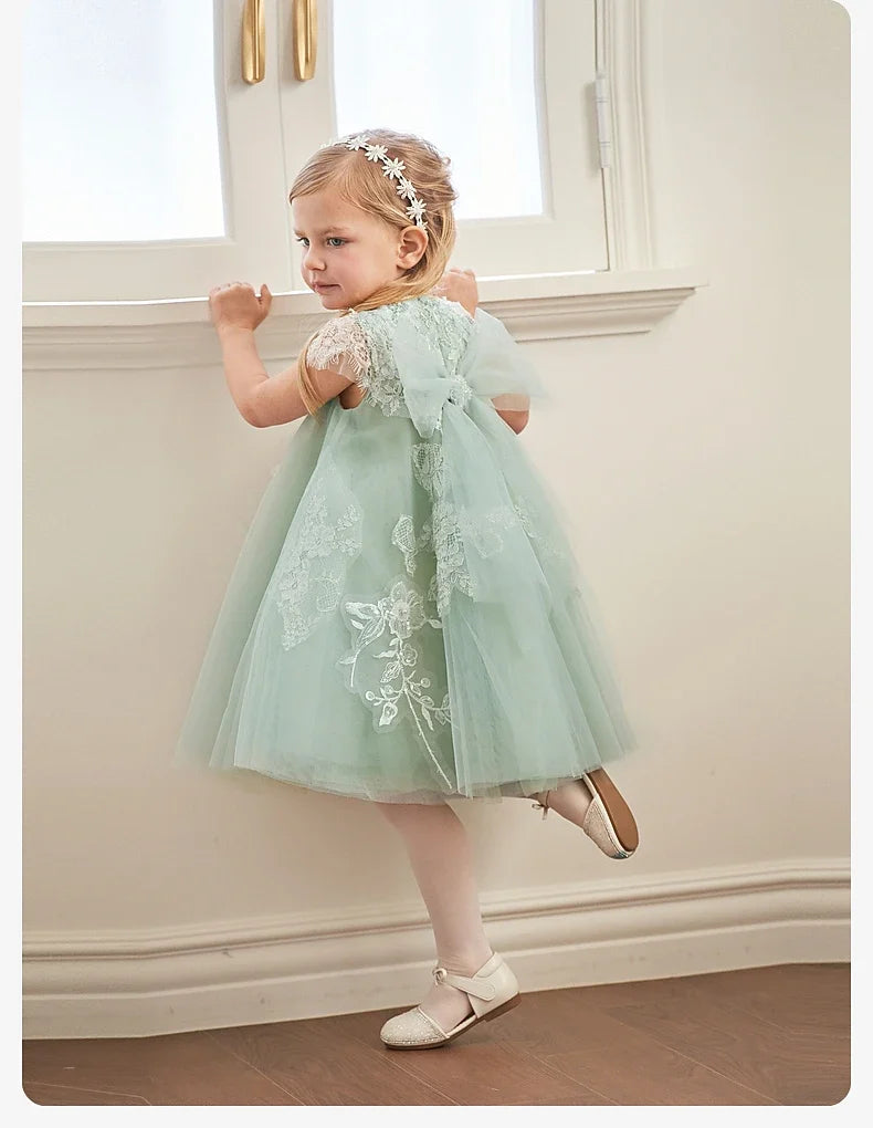 Girl's Princess Dress 2025 New Summer Children's Baby Mesh Noble Cute Sweet Charm Evening Dress Party DB2221920-A