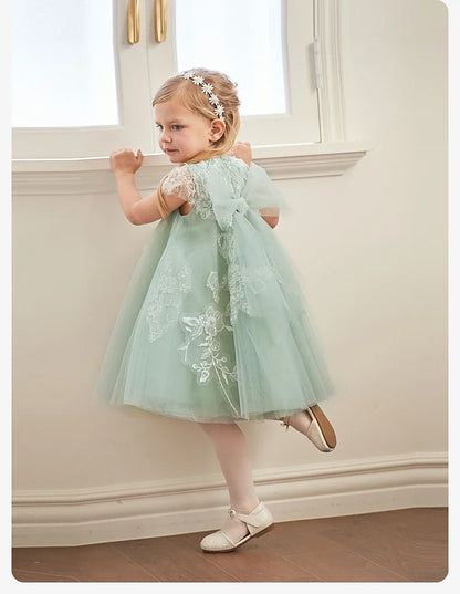 Girl's Princess Dress 2025 New Summer Children's Baby Mesh Noble Cute Sweet Charm Evening Dress Party DB2221920-A