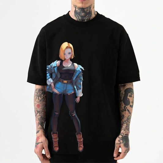 Dragon Ball Android 18 Japanese Style Classic Tee High-quality Streetwear Men's Clothing Women Clothing 2026 Summer New T Shirt