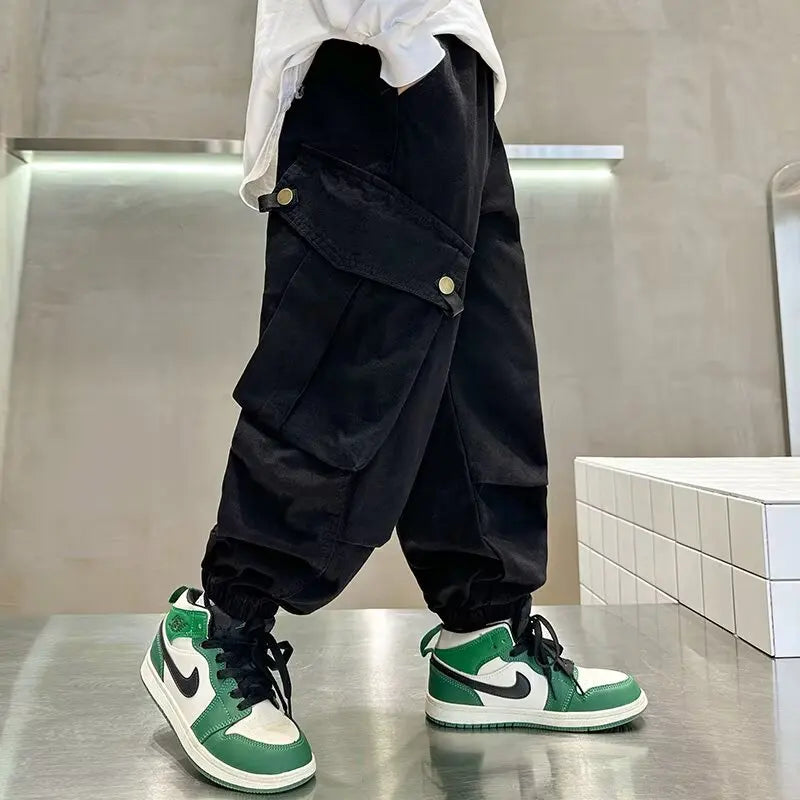 High Quality Boys Sweatpants Autumn Kids Casual Pants for Boy Korean Children's Clothes 2025 Spring Loose Cotton Red Trousers