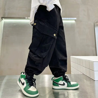 High Quality Boys Sweatpants Autumn Kids Casual Pants for Boy Korean Children's Clothes 2025 Spring Loose Cotton Red Trousers
