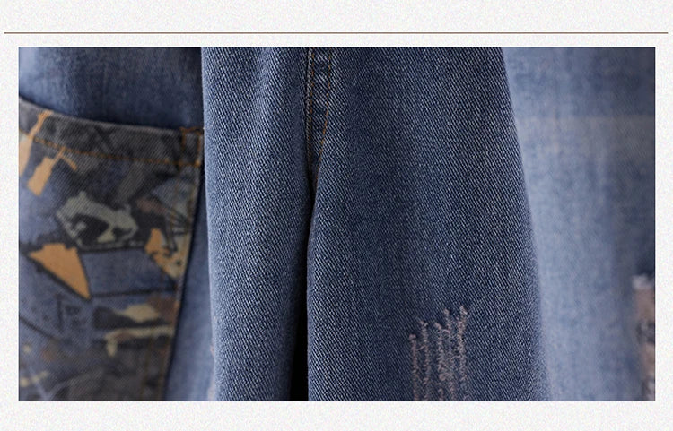 Casual Harajuku Sle Mom Jeans Women's Faion Trendy Hole Design Cotton Stretch Denim l Waist hine Embroidery