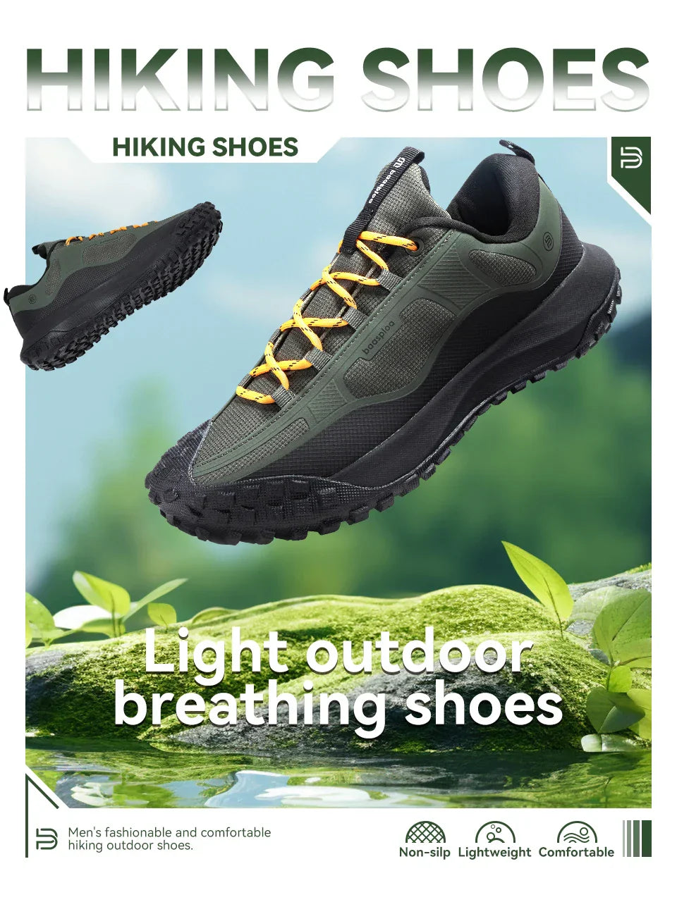 Hiking Shoes Men Outdoor Waterproof Camping Resistant Non Slip Sneakers Male Casual Lightweight Lace-Up Walking Shoes