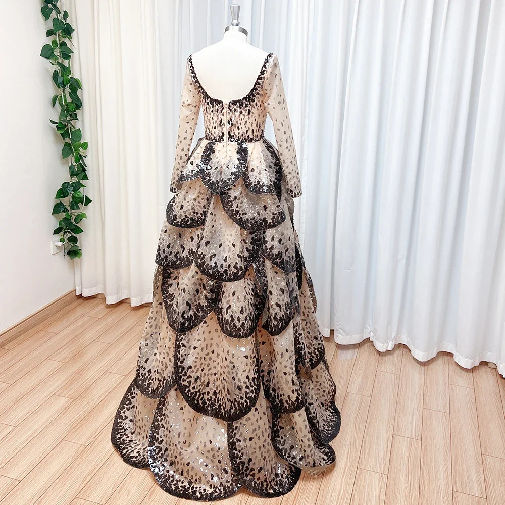 Luxury Sequined Evening Dress Tiered Petal Skirt Formal Prom Gown Customized Robe De Soiree For Women Party 2026