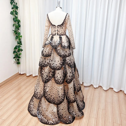 Luxury Sequined Evening Dress Tiered Petal Skirt Formal Prom Gown Customized Robe De Soiree For Women Party 2026