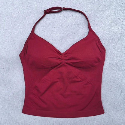 2 Pieces Yoga Set Women Backless Halter Tops High Waist Seamless Shorts Gym Suit Fitness Clothes Sportswear Workout Sets