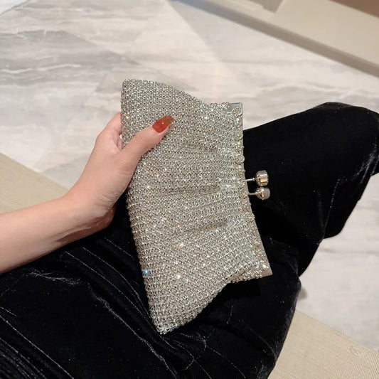 Luxury Rhinestone Evening Clutch Bag Wedding Bride Handbag Shiny Design Party Banquet Lady Portable Purse Sling Shoulder Bags