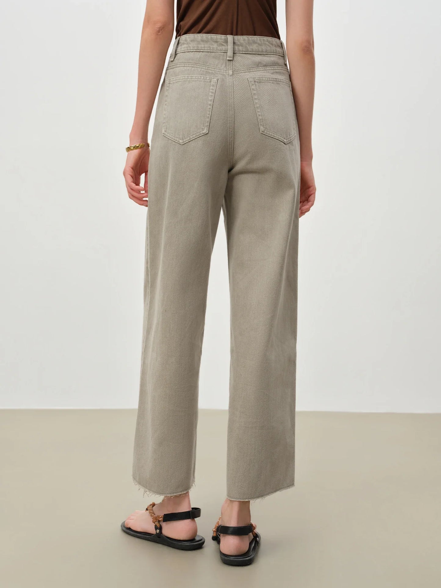 Patchwork Design Straight Ankle-length Jeans Frayed Edges Women's Spring 2026 New Arrivals Commuting Basics