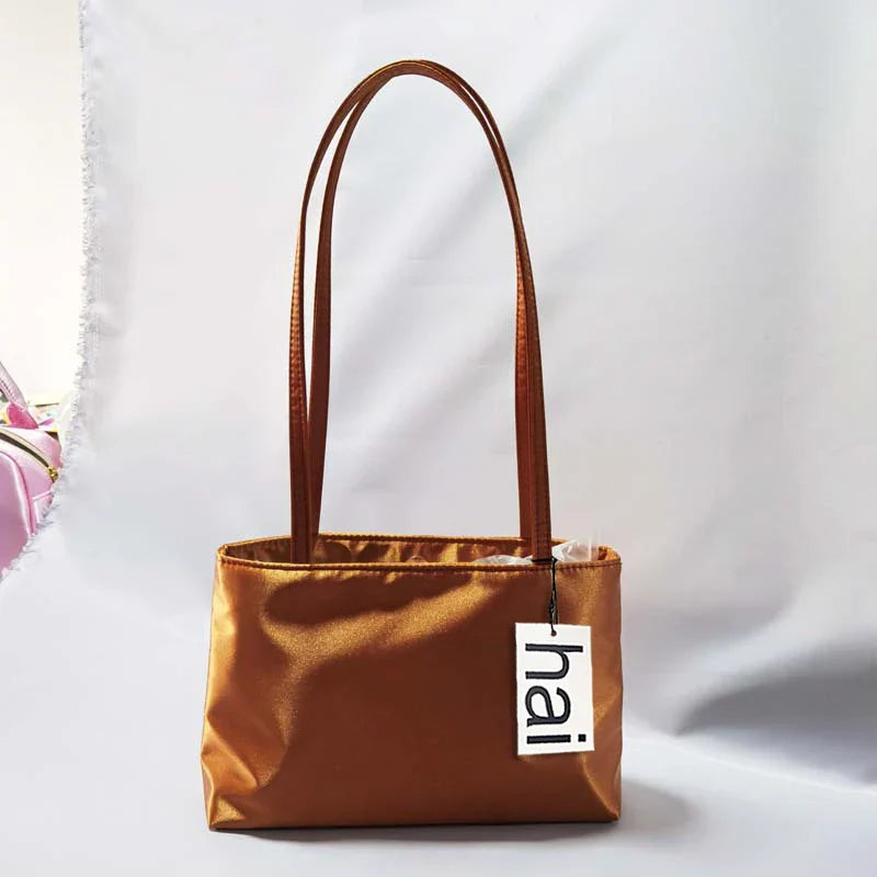 2026 Luxury Shoulder Bags Silk Women's Handbag Square Underarm Bag Ins Famous Brand Commuter Bag Contrasting Color Macaron Totes