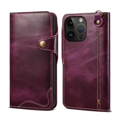 Genuine Leather Wallet Phone Case for iPhone 14 15 Plus 12 13 Pro Max 11 XS XR 6S 7 8 SE Holder Cover With Hand Strap