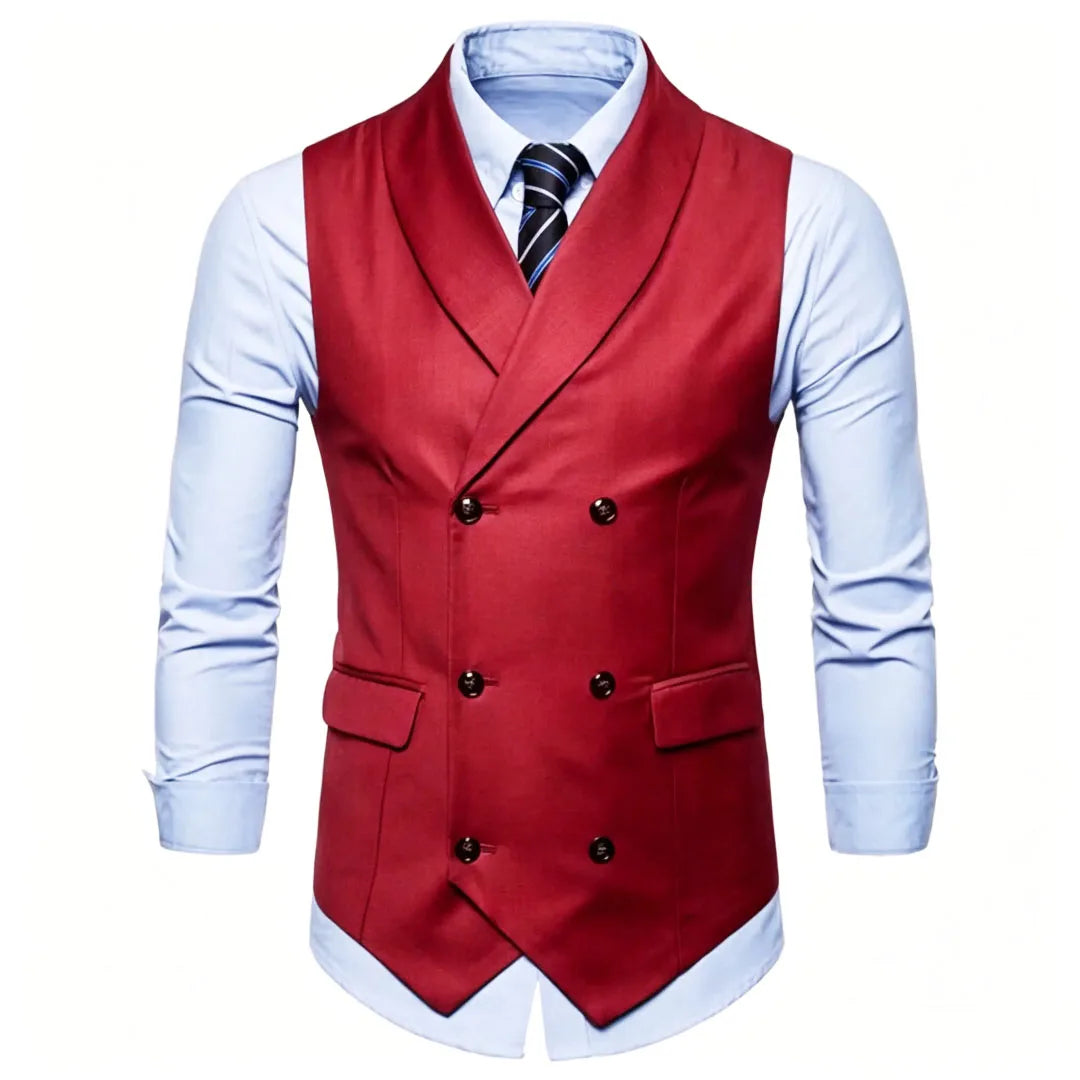 Men Vest White Solid Double Button With Lapel Waistcoat For Wedding Banquet Prom Business Office Work Casual Daily Men Suit Vest