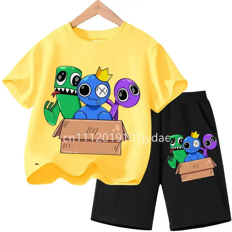 Kids Rainbow T-shirt Friends Girls Boys Clothes Summer Short Sleeve Tshirt Set Cartoon Tee Tops Game Anime Shirts Camiseta