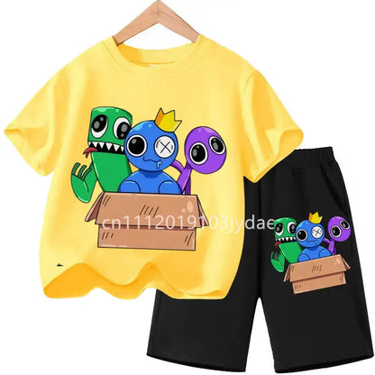 Kids Rainbow T-shirt Friends Girls Boys Clothes Summer Short Sleeve Tshirt Set Cartoon Tee Tops Game Anime Shirts Camiseta