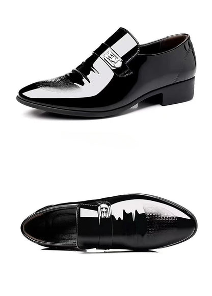 Dress Shoes Man Patent Leather Spring Autumn Bright Upper Pointed Toe Social Shoe for Men Casual 2025 Trend High Quality Fashion