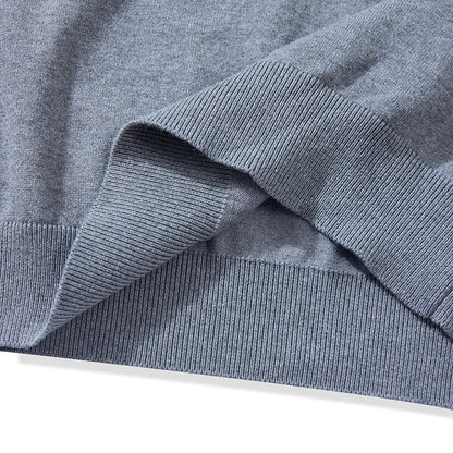 New American Retro Lapel Knitted POLO Shirt Pure Cotton Sweater Pullover Bottoming Casual Sweater Long Sleeve Men