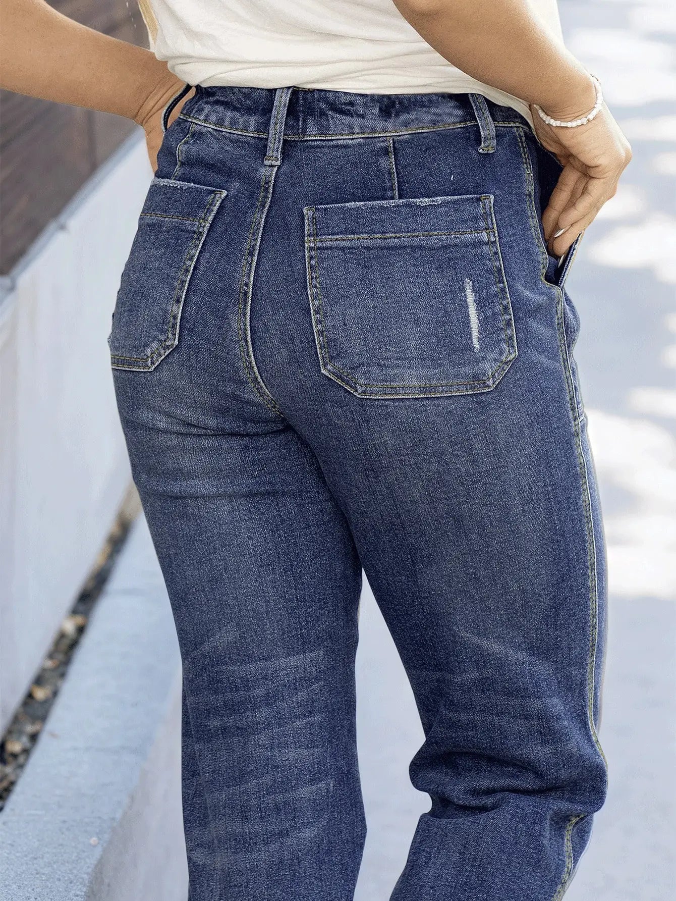 Women's Slim Fit Tie-Waist Washed Denim Jeans – Stylish and Comfortable Denim Pants for Effortless Everyday Wear