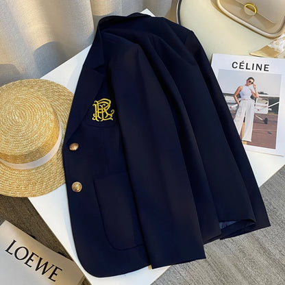 Spring 2026 New Sle Embroidered Women's Suit Jaet Commute Design High-End Feelings Korean Version Long Sve Casual Wear