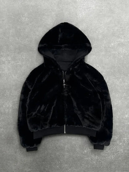 Autumn/Winter Leopard Grey Double sided Zipper Hoodie Men's Casual High Street Warmth Hoodie men's autumn clothing  2025 new