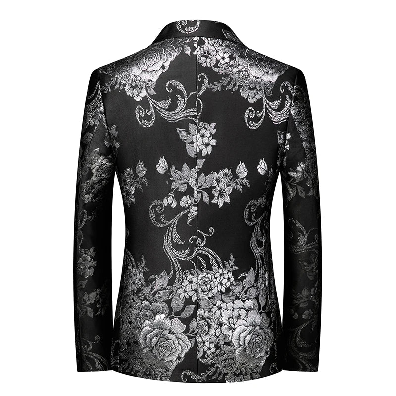 2026 New Men's Pink Embroidered Suit Jacket, Wedding Party Dress Coat, Fashionable Slim Male Blazers, Asian Size M-5XL 6XL