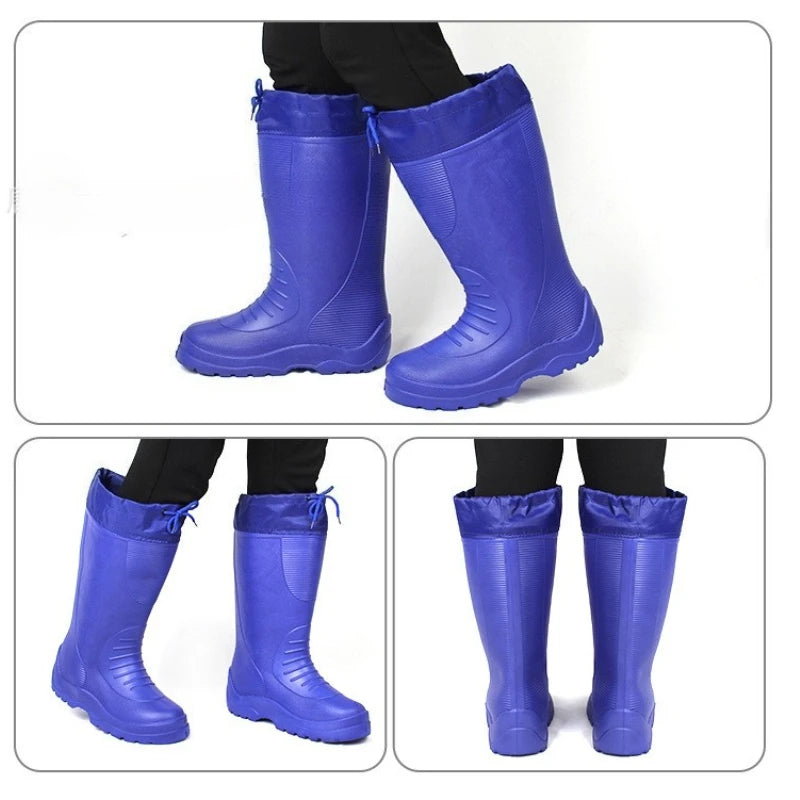 Men's Women's High-End Rain Boots Closed Rainproof and Waterproof Short and Mid.Calf Length Non-Slip Drawstring Rubber Boots