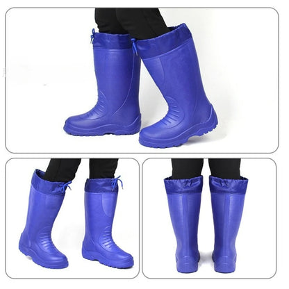 Men's Women's High-End Rain Boots Closed Rainproof and Waterproof Short and Mid.Calf Length Non-Slip Drawstring Rubber Boots