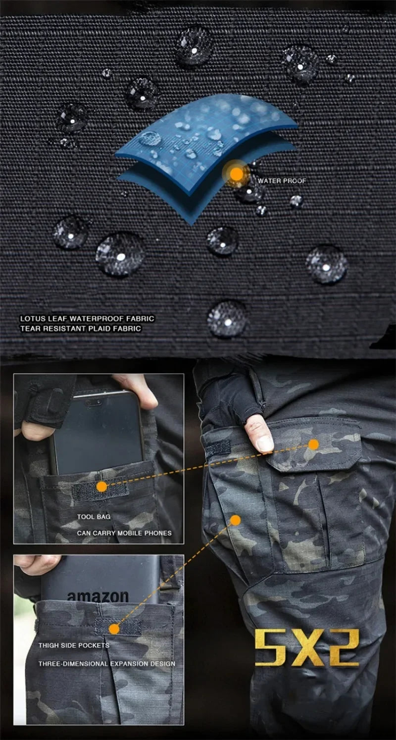 Tactical Pants Camouflage Men Waterproof Combat Joggers Male Multi-pocket SWAT Cargo Stretch Work Trousers Hombre Size S-2XL