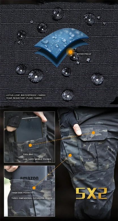 Tactical Pants Camouflage Men Waterproof Combat Joggers Male Multi-pocket SWAT Cargo Stretch Work Trousers Hombre Size S-2XL