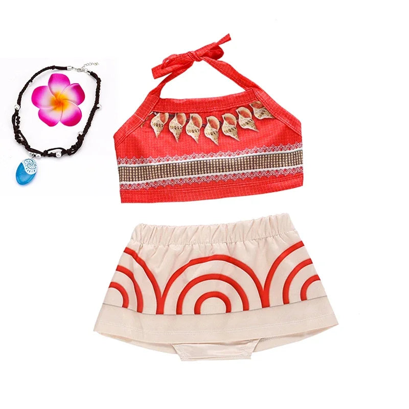 Girls Party Dresses Halloween Girls Little Moana Dress for Beach Summer Outfit Carnival Costumes Party Princess Vaiana Dress