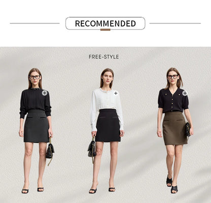 Mini Skirt 2026 Spring New Elegant Commuter Versatile Short Skirt A-Line Color-blocking Splicing Women's Clothing 12621021