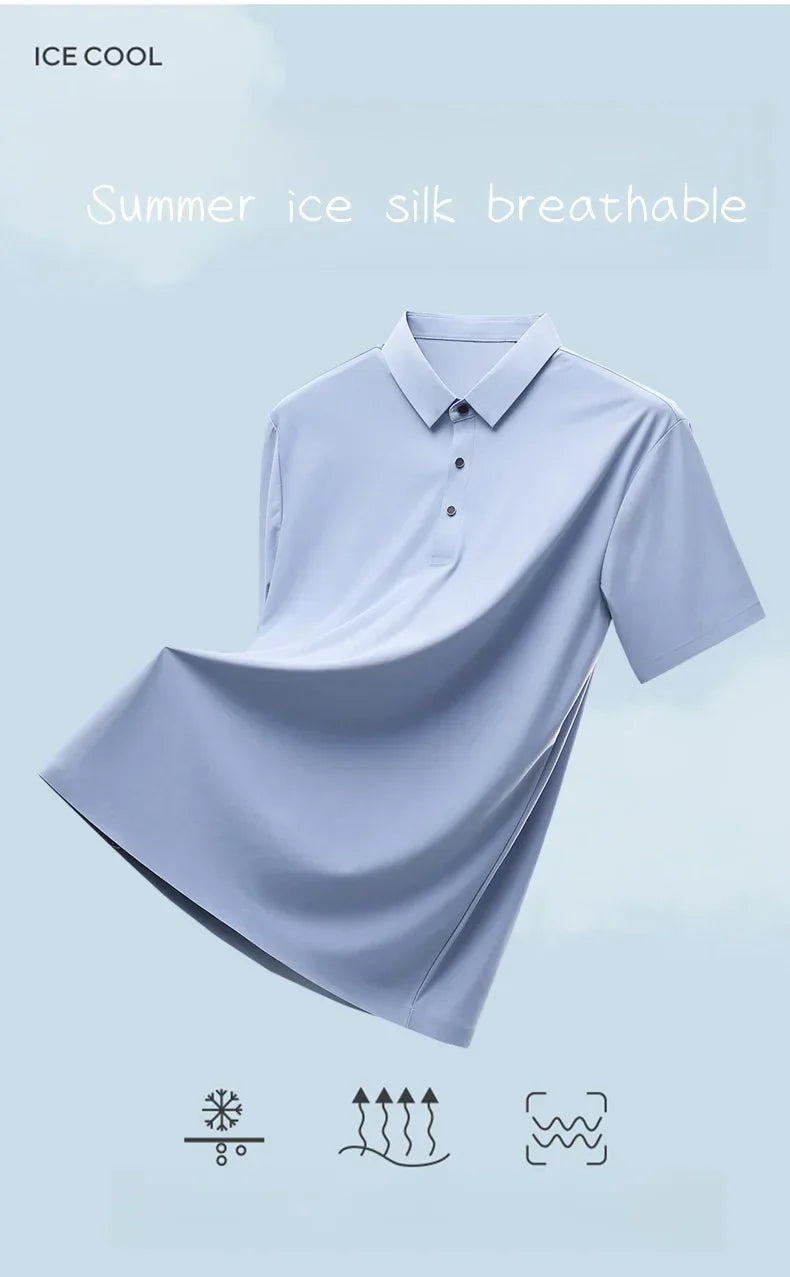 Men's Golf Outdoor Casual Polo Shirt T-Shirt Summer High-End Brand Cool and Breathable Fitness Sports Short Sleeve Top