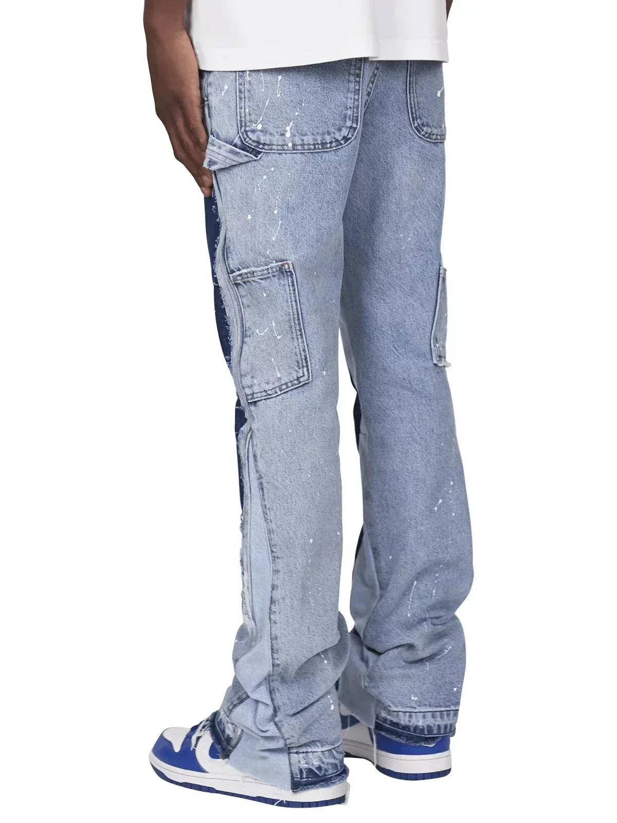 Men's Punk High Street Raw-Edge Skinny Jeans with Micro Trumpet Detail  Y2K Low Rise Stretch Floor Length Biker Rock Pants 2025