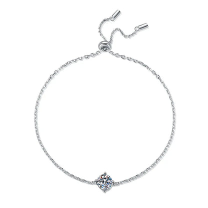 1CT 6.5mm Zircon/moissanite Bracelets for Women Classic Adjustable Chain Lab Diamond 100% 925 Sterling Silver Jewelry