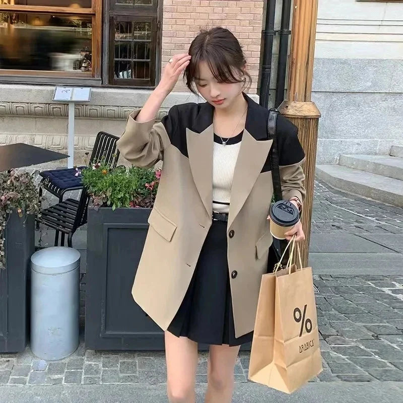 Women's Blazer Jacket 2025 Spring Autumn Korean Temperament Casual Ladies Outerwear Versatile Fashion Female Suit Coat